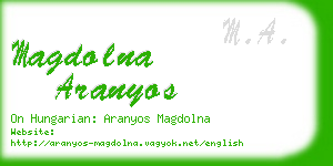 magdolna aranyos business card